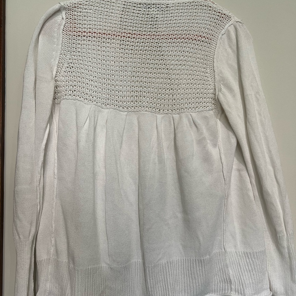 Banana Republic Open Knit White Open-Front Cardigan Medium - Picture 3 of 4